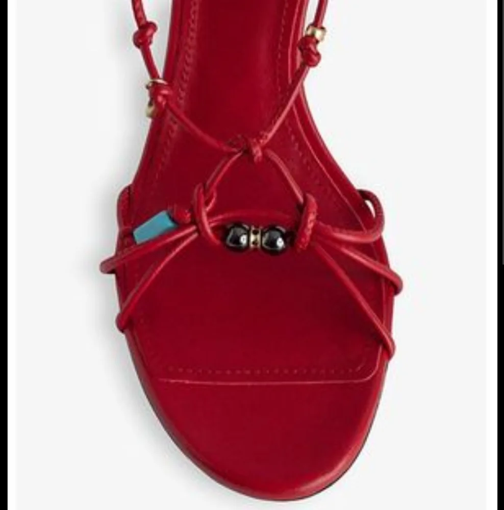 $598 Zadig & Voltaire Alana Leather charm jewel stone strappy Sandals High Heels - Picture 2 of 15
